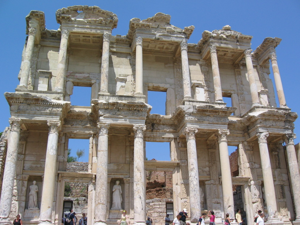 Traveler exploring ancient ruins